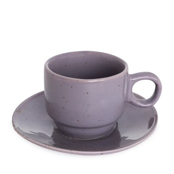 Xícara Empilhavel de Porcelana 150 ml c/ Pires Lilás Paçoca
